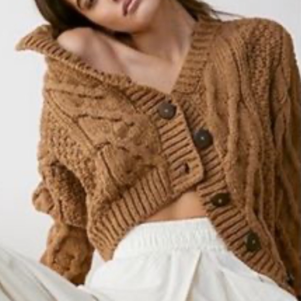 Free people bonfire cardi camel